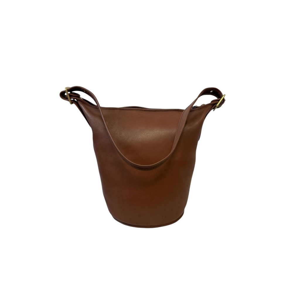 Vintage Coach Mahogany Leather Bucket Bag Brass Hardware Zip Top Shoulder Bag - Picture 3 of 16
